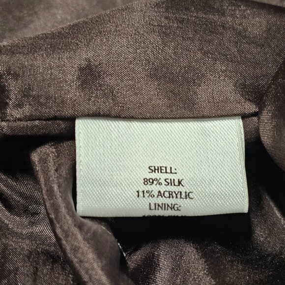 Eileen Fisher Preshrunk Satin Button Up Jacket Women Size M Brown Silk - Picture 13 of 16